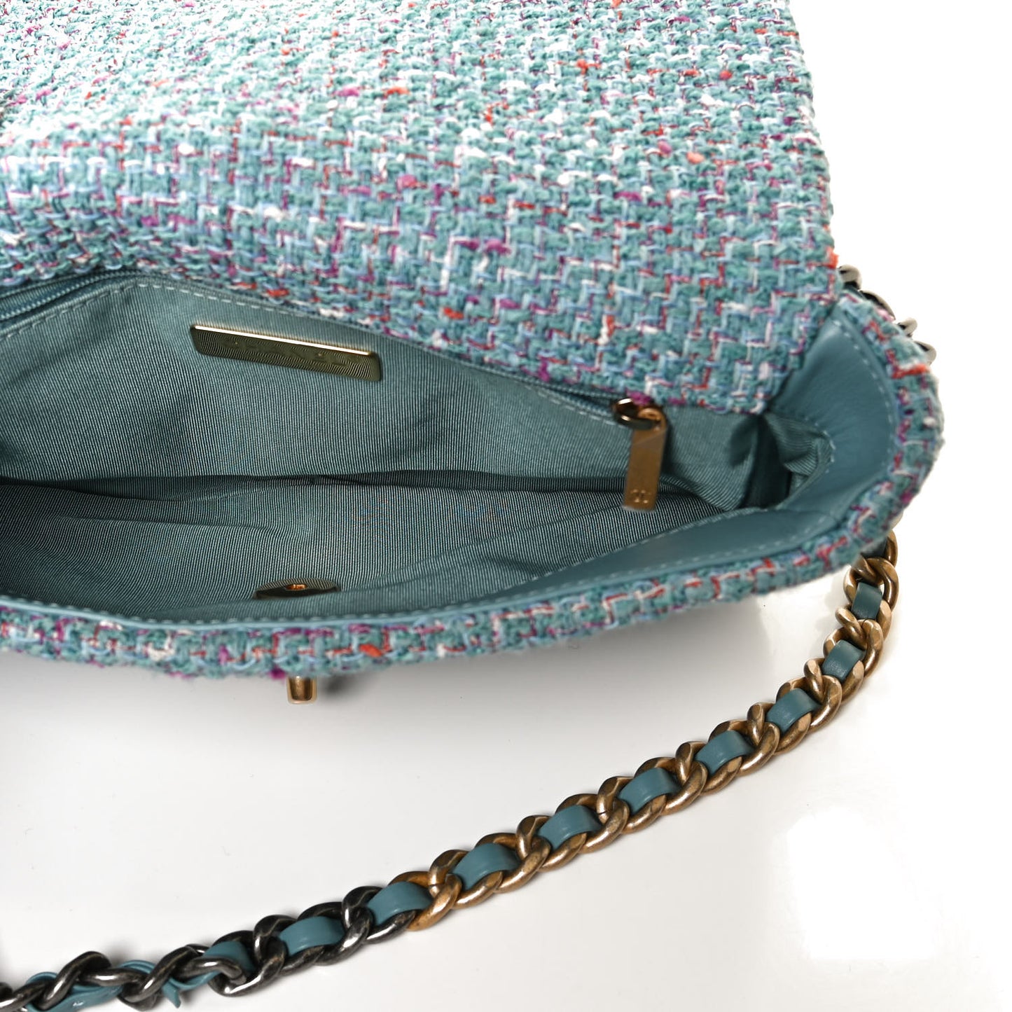 Tweed Quilted Medium Chanel 19 Flap Blue Multicolor