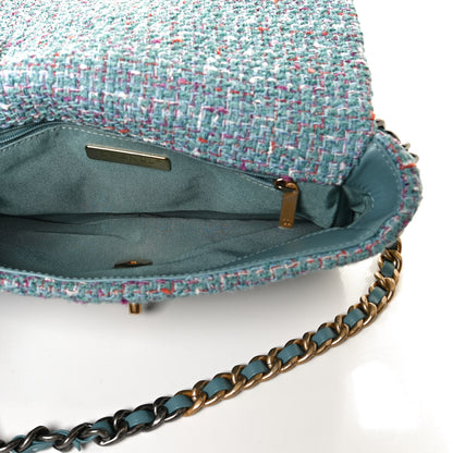 Chanel Tweed Quilted Medium Chanel 19 Flap Blue Multicolor 4 of 9