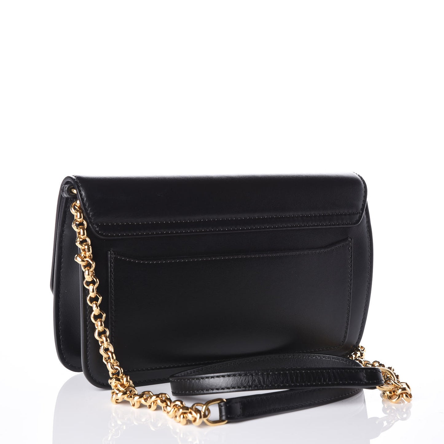 Calfskin Suede C Clutch With Chain Black