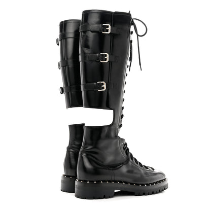 Valentino Garavani Calfskin Soul Rockstud Split Knee High Boots Black 38.5 Black 4 of 9
