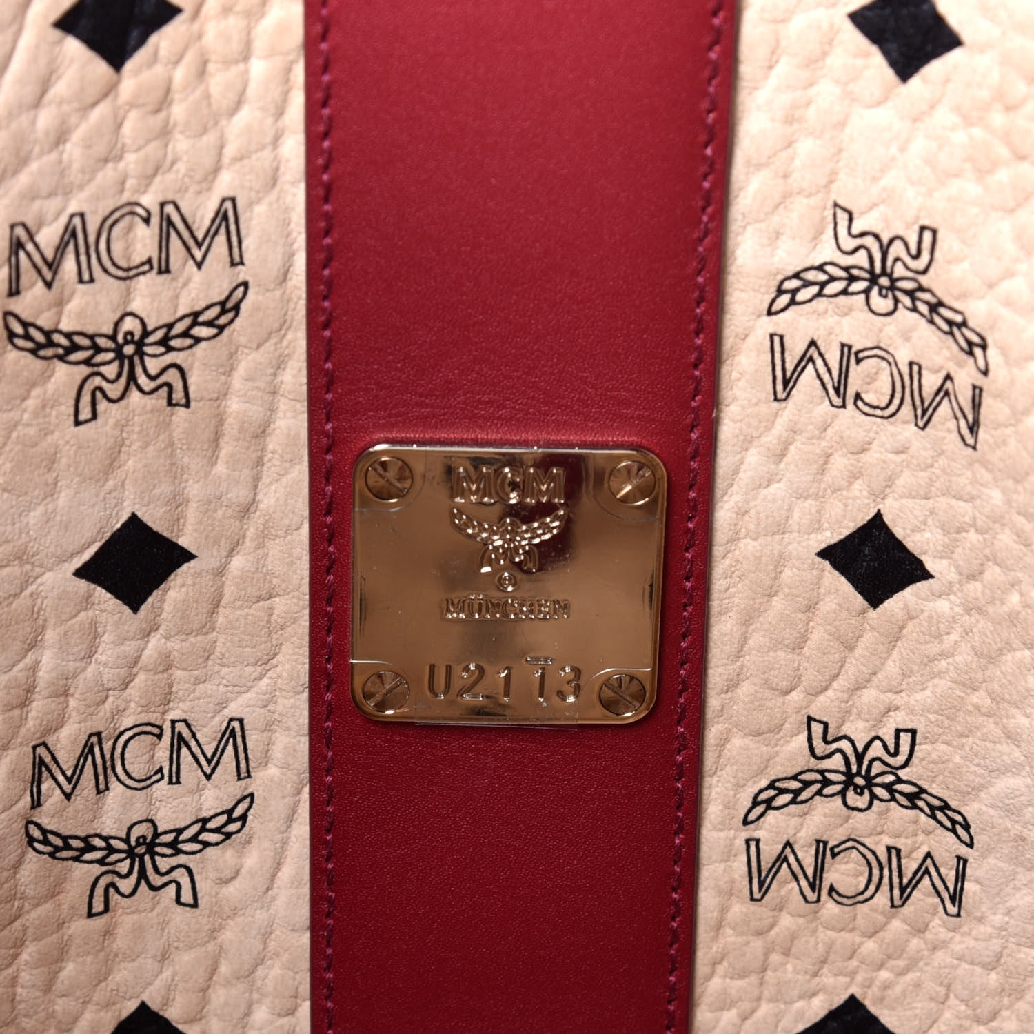 MCM Visetos Medium Liz Reversible Shopper Tote Beige Red 10 of 14