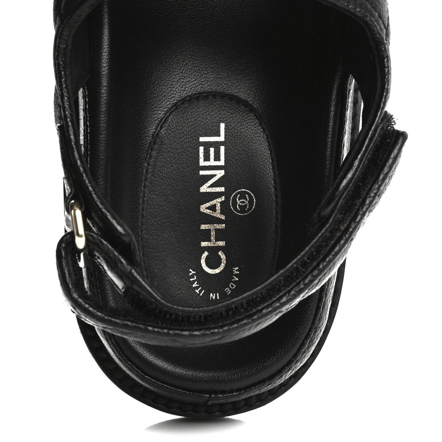 Grained Calfskin Velcro Dad Sandals 36.5 Black