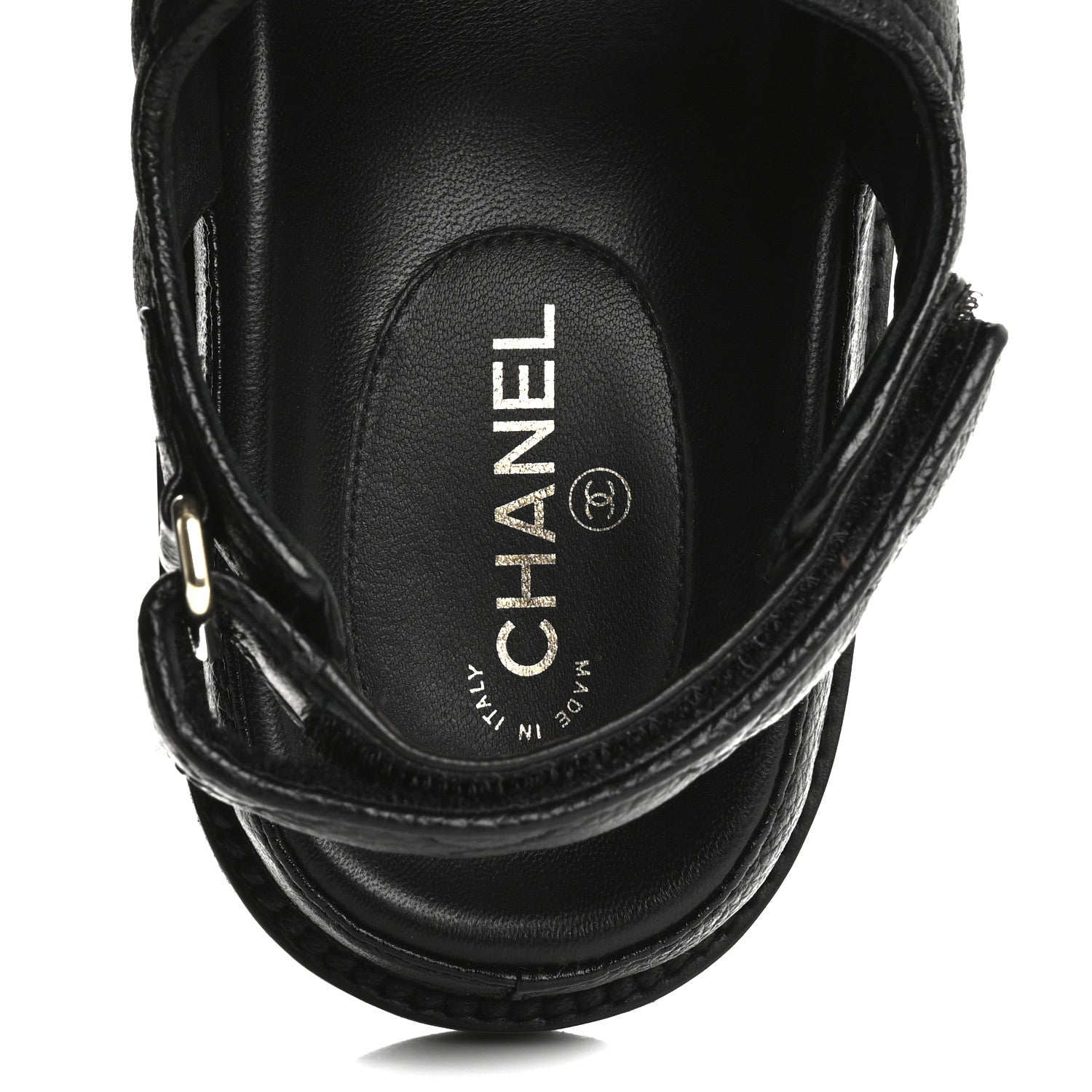 Chanel Grained Calfskin Velcro Dad Sandals 36.5 Black 7 of 11