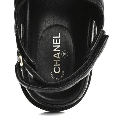 Chanel Grained Calfskin Velcro Dad Sandals 36.5 Black 7 of 11