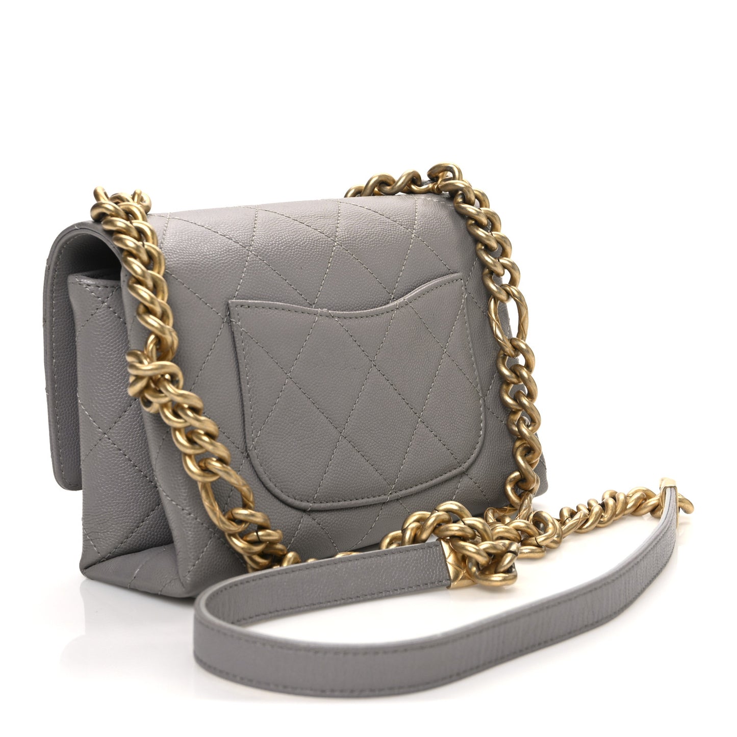 Caviar Quilted Mini Bracelet On Chain Flap Grey