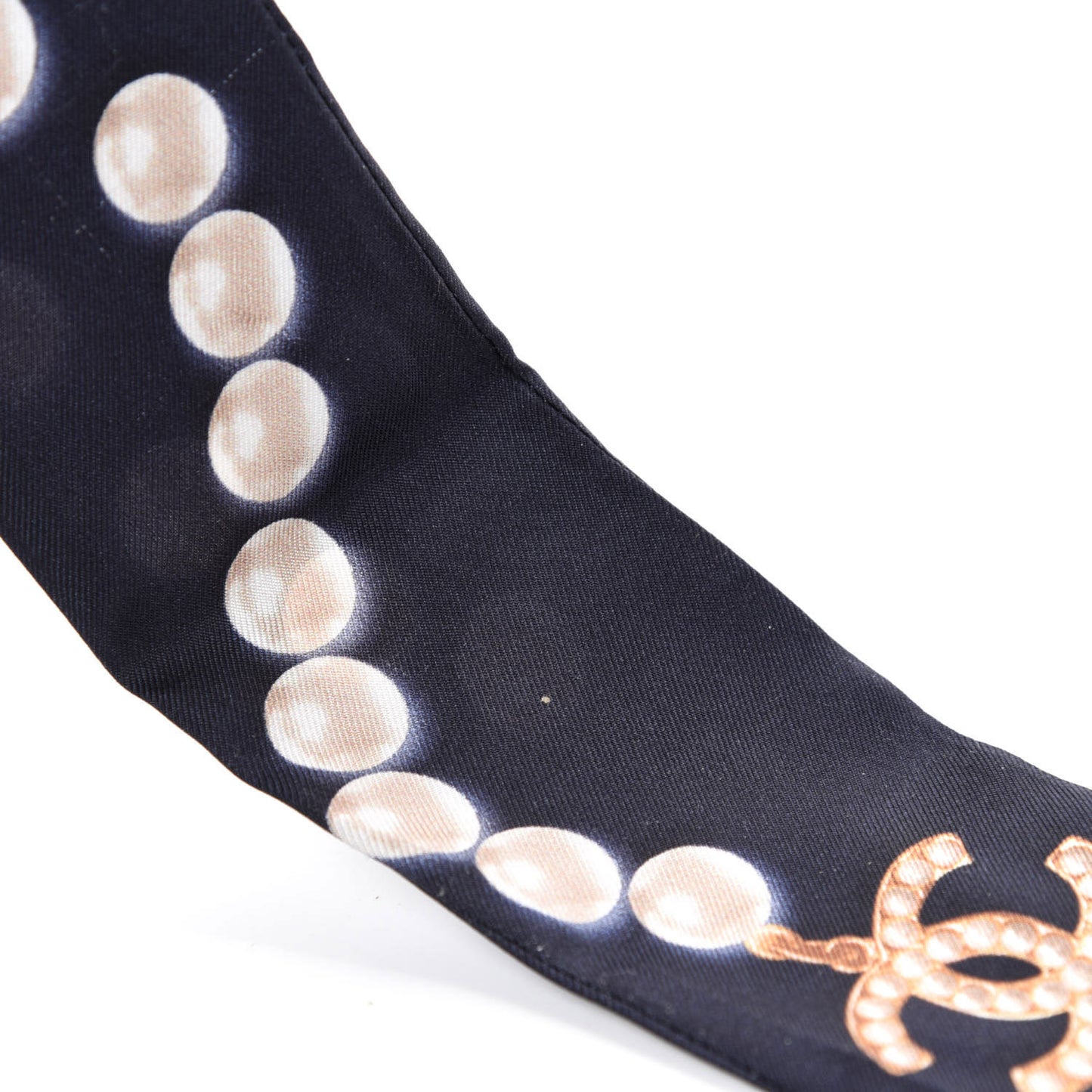 Silk Pearl CC Slim Bandeau Scarf Navy