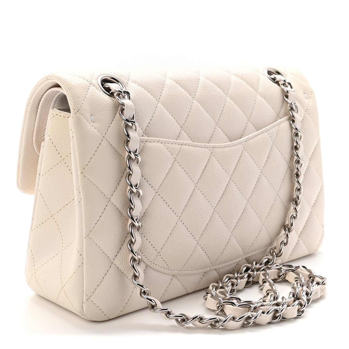 Caviar Quilted Small Double Flap White