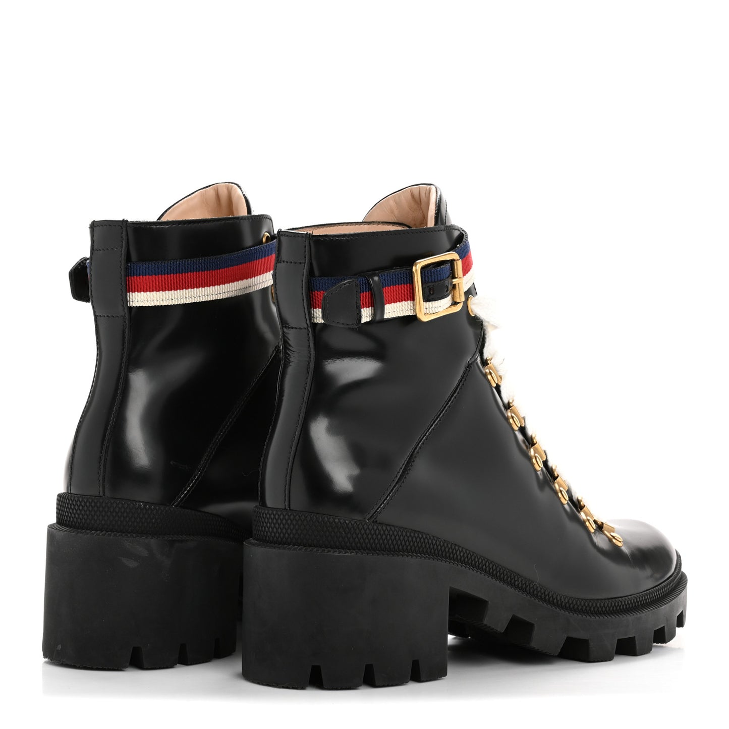 Calfskin Sylvie Web Womens Lace Up Combat Boots 38 Black