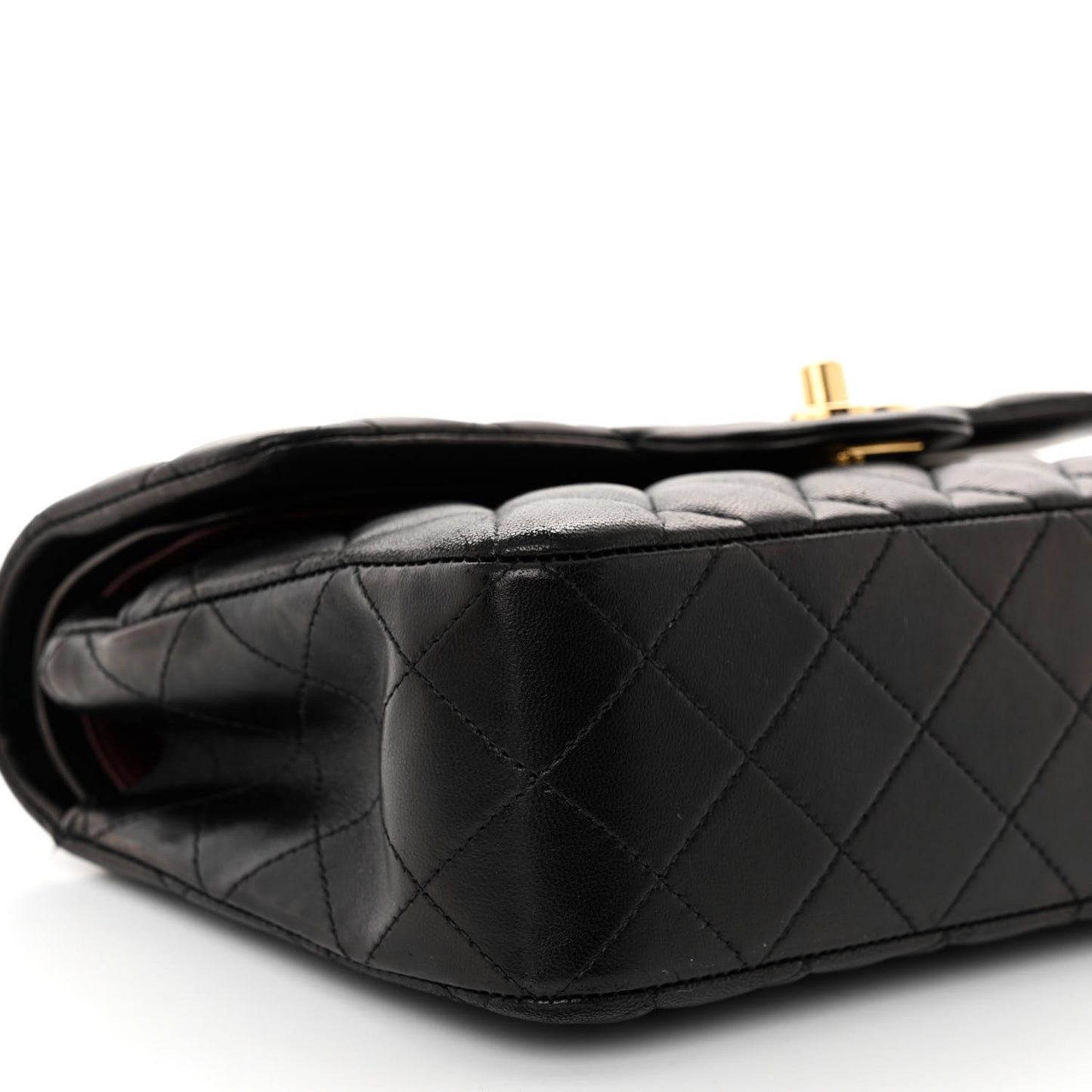 Lambskin Quilted Small Double Flap Black