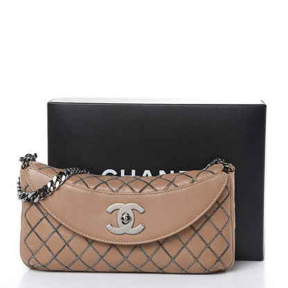 Chanel Lambskin Chain Stitch Clutch Dark Beige 18 of 18
