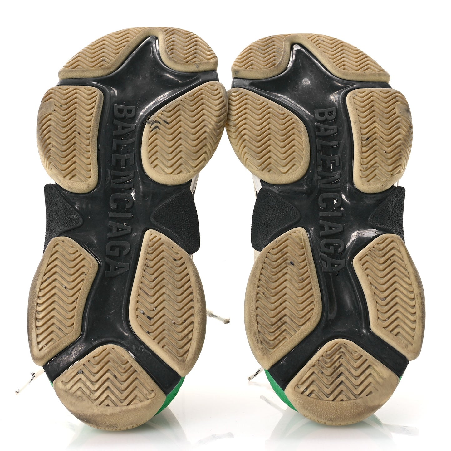 Fabric Mesh Washed Effect Womens Triple S Sneakers 39 Dark Green White