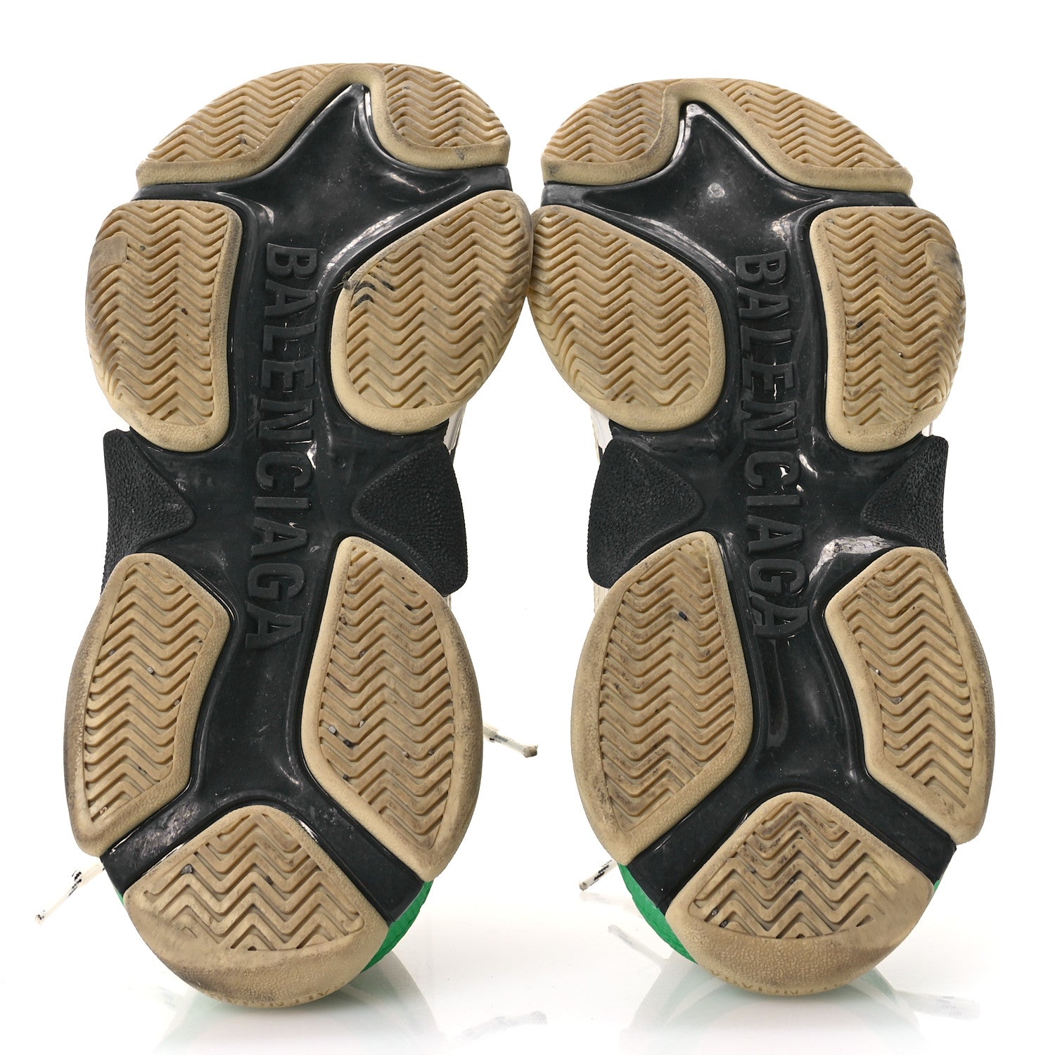 Balenciaga Fabric Mesh Washed Effect Womens Triple S Sneakers 39 Dark Green White 6 of 7