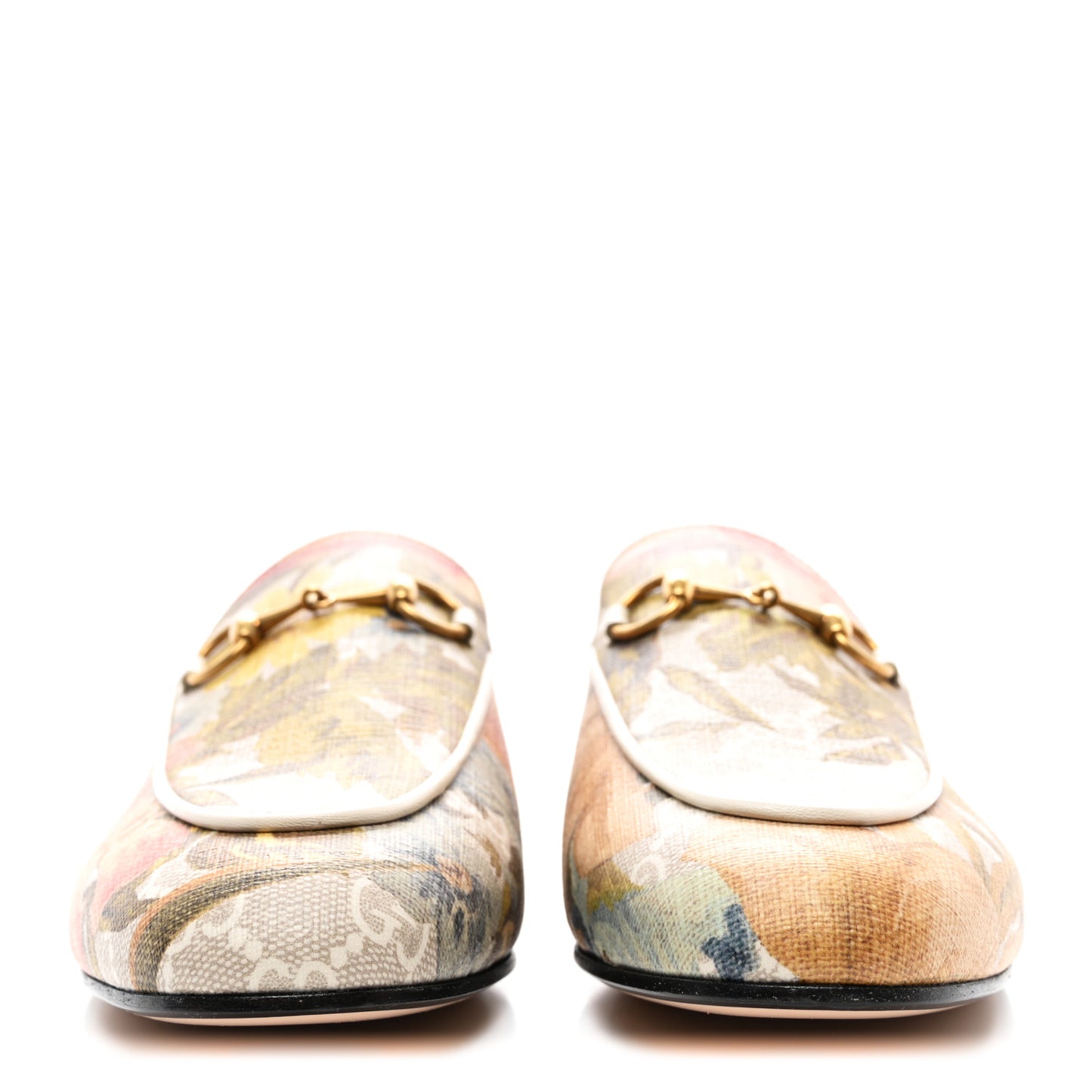 GG Supreme Monogram Malaga Kid Water Flora Womens Princetown Slippers 37.5 Beige White Multicolor Mystic White