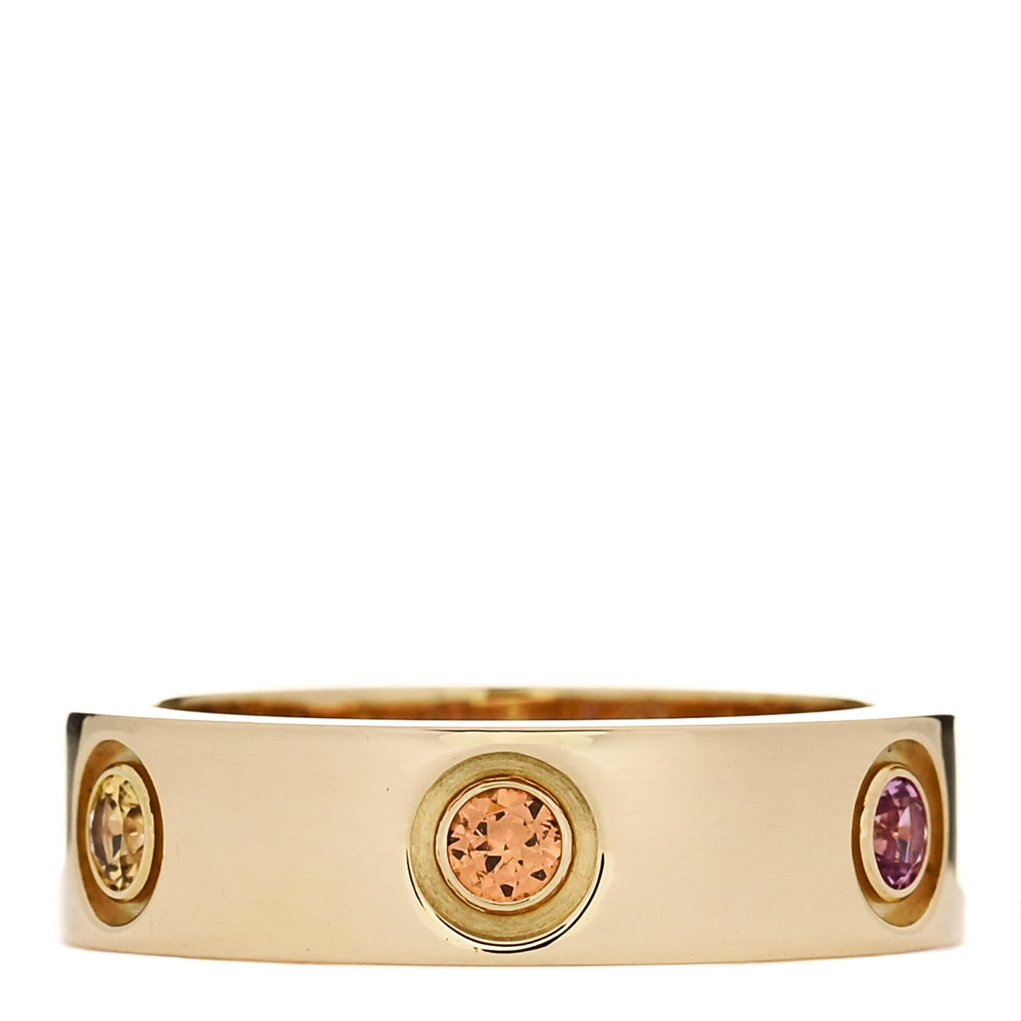 18K Yellow Gold Sapphire Garnet Amethyst 5.5mm LOVE Ring 52 6