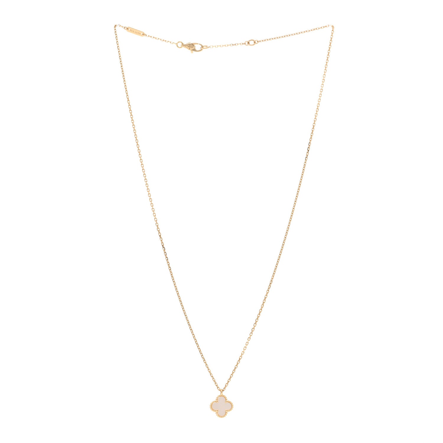 Van Cleef & Arpels 18K Yellow Gold Mother of Pearl Sweet Alhambra Pendant Necklace 4 of 6