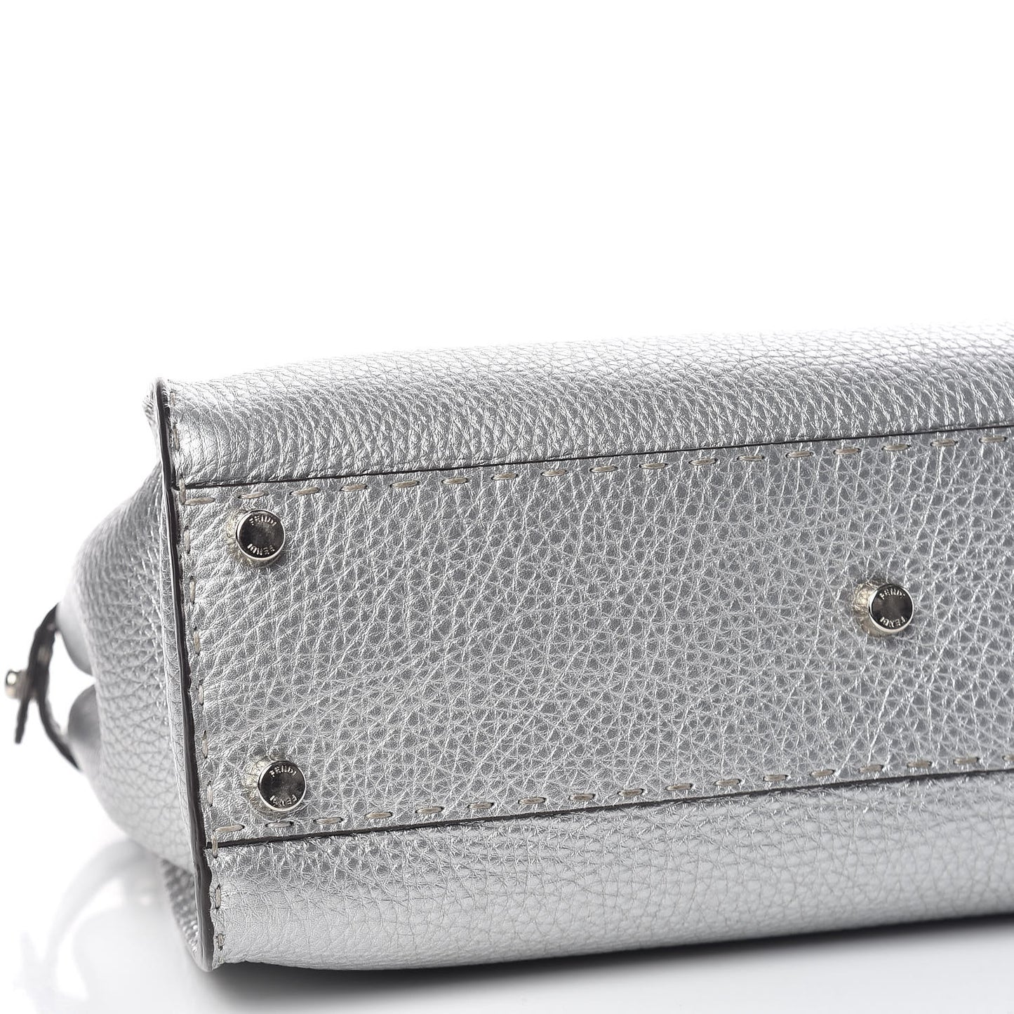 Cuoio Romano Lux Selleria Medium Peekaboo Iconic Satchel Argento