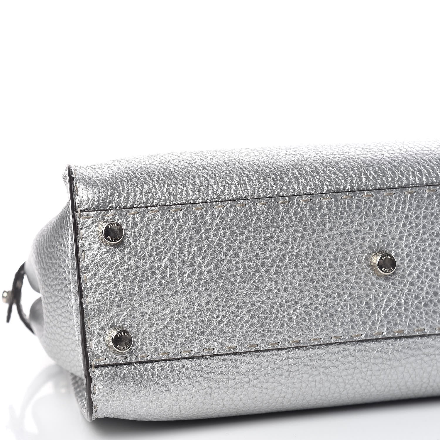 Fendi Cuoio Romano Lux Selleria Medium Peekaboo Iconic Satchel Argento 7 of 12