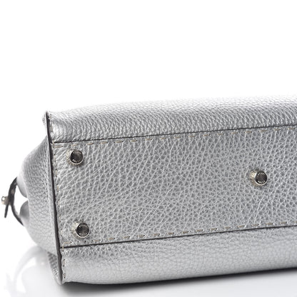 Fendi Cuoio Romano Lux Selleria Medium Peekaboo Iconic Satchel Argento 7 of 12
