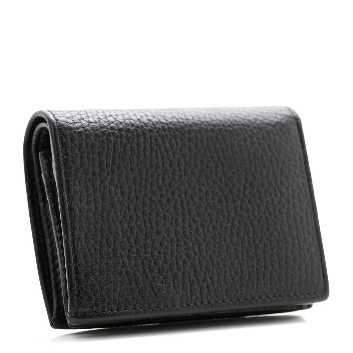 Gucci Pebbled Calfskin GG Marmont Card Case Black 3 of 8