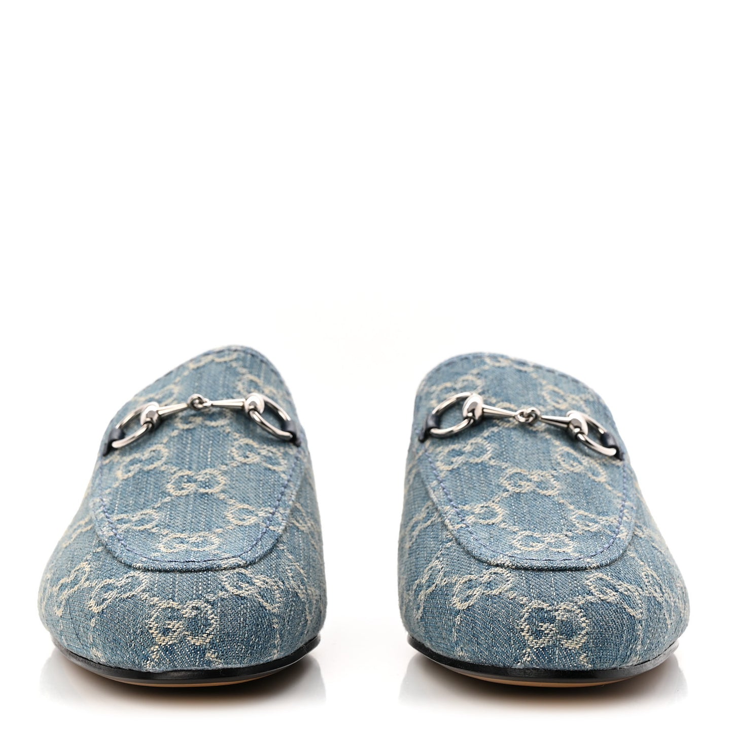 New Denim GG Malaga Kid Womens Princetown Slippers 37.5 Light Blue Royale