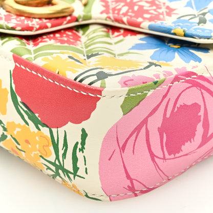 Gucci X KEN SCOTT Calfskin Matelasse Floral Print Super Mini GG Marmont Shoulder Bag Ivory Pink 10 of 10