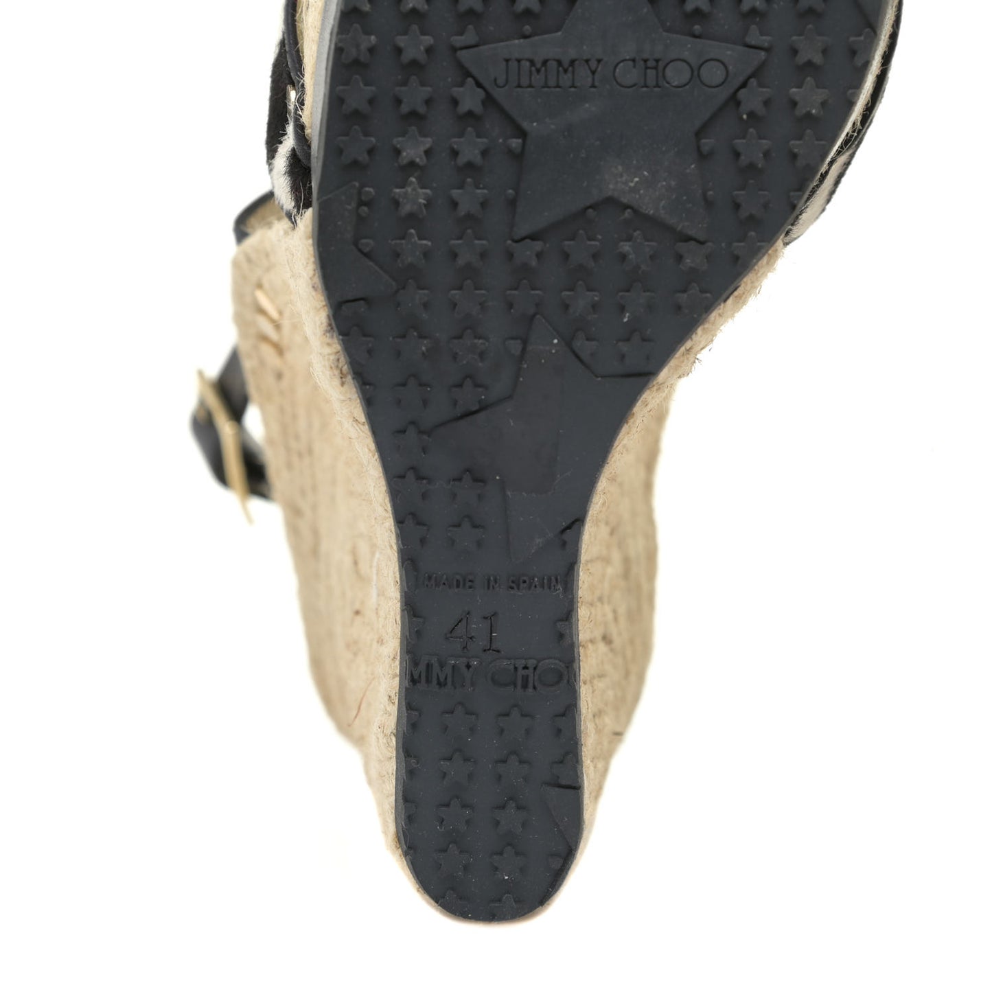 Pony Hair Zebra Print Papahi Espadrille Wedges 41 Black White