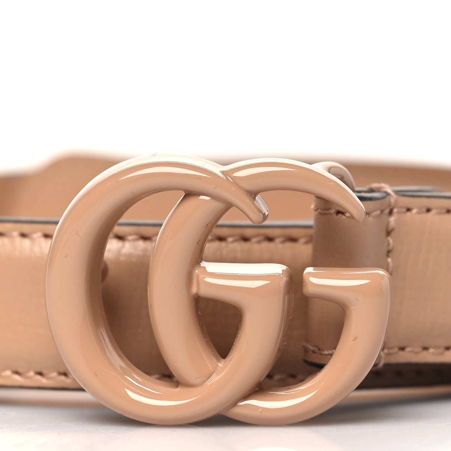 Azalea Calfskin Enamel Monochrome Double G 20mm Belt 80 32 Camelia