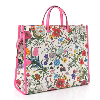 Gucci Canvas Large Flora Tote Pink Multicolor Fuchsia 2 of 4