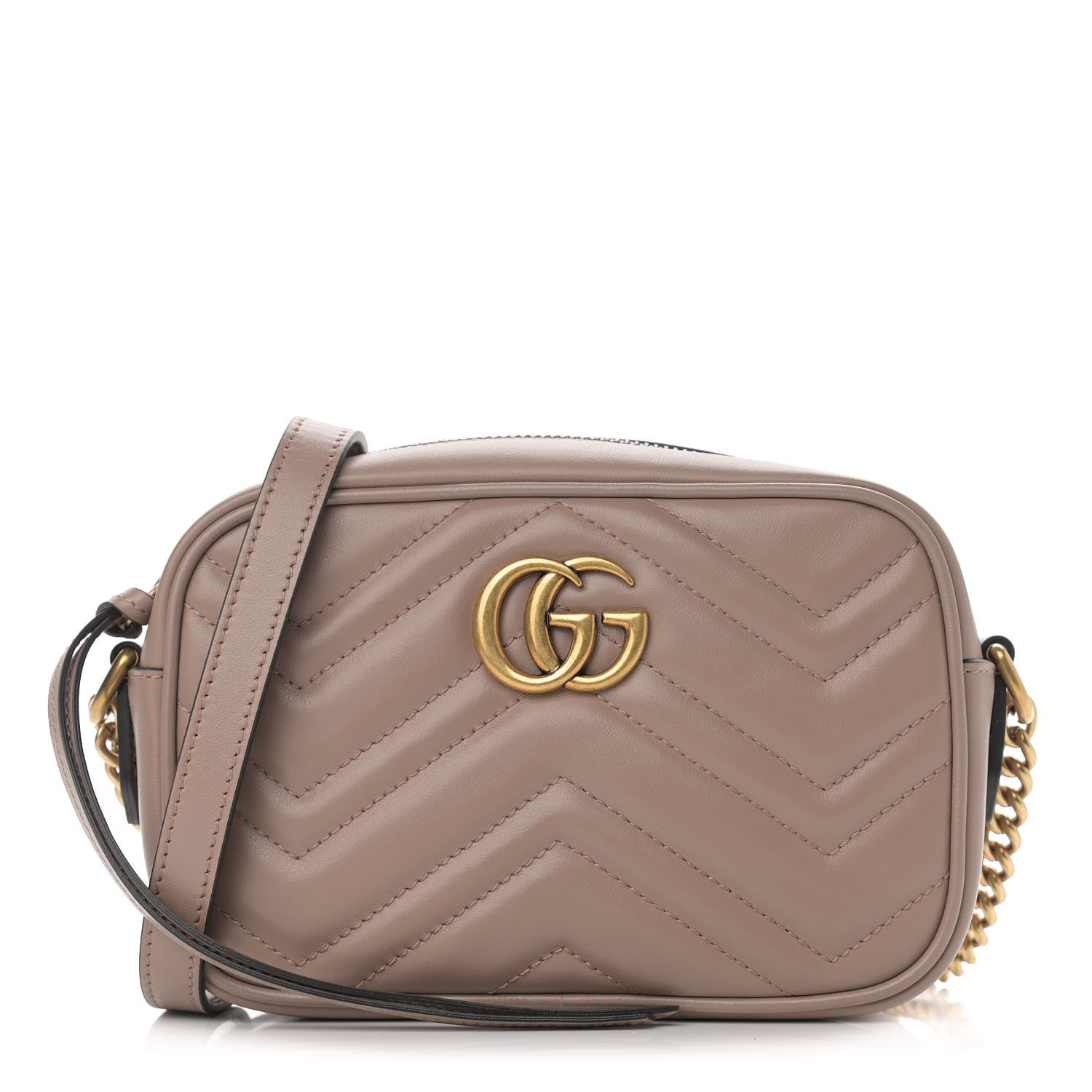 Gucci Calfskin Matelasse Mini GG Marmont Chain Shoulder Bag Porcelain Rose 1 of 10
