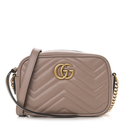 Gucci Calfskin Matelasse Mini GG Marmont Chain Shoulder Bag Porcelain Rose 1 of 10