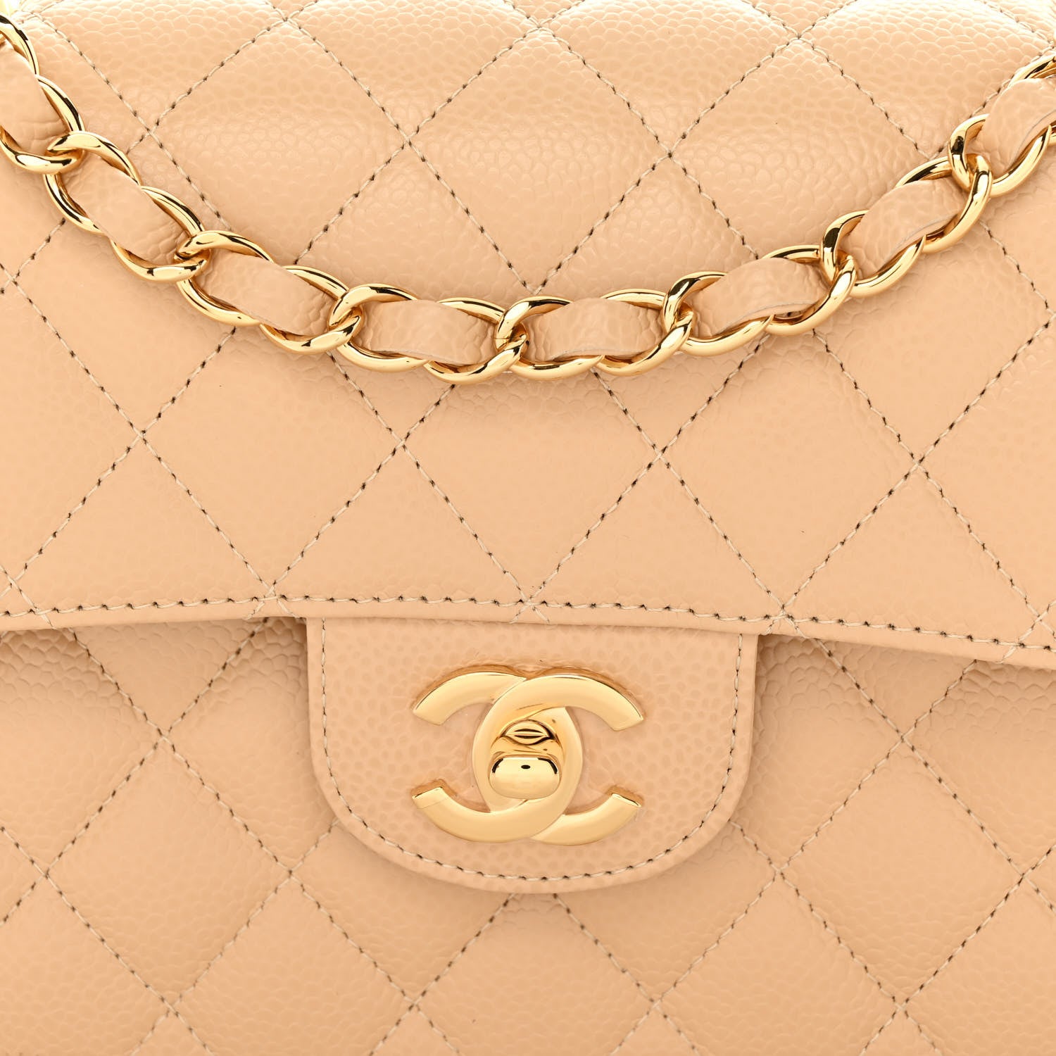 Chanel Caviar Quilted Small Double Flap Beige 8 of 11