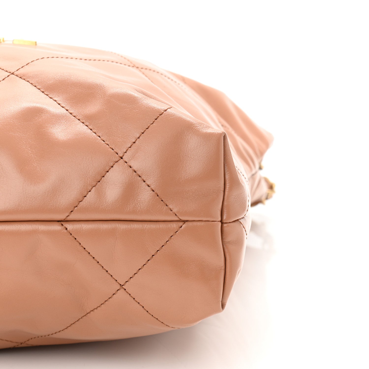 Chanel Shiny Calfskin Quilted Small Chanel 22 Camel 11 of 12