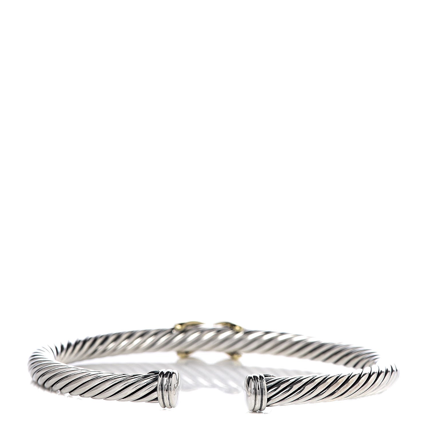 David Yurman Sterling Silver 14K Yellow Gold 5mm X Station Cable Bracelet 3 of 5