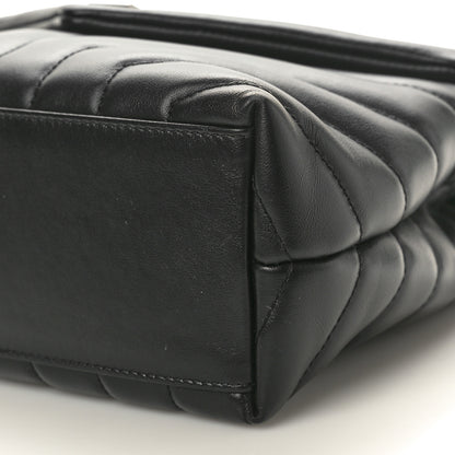 Saint Laurent Calfskin Y Quilted Monogram Small Loulou Chain Satchel Black 9 of 10