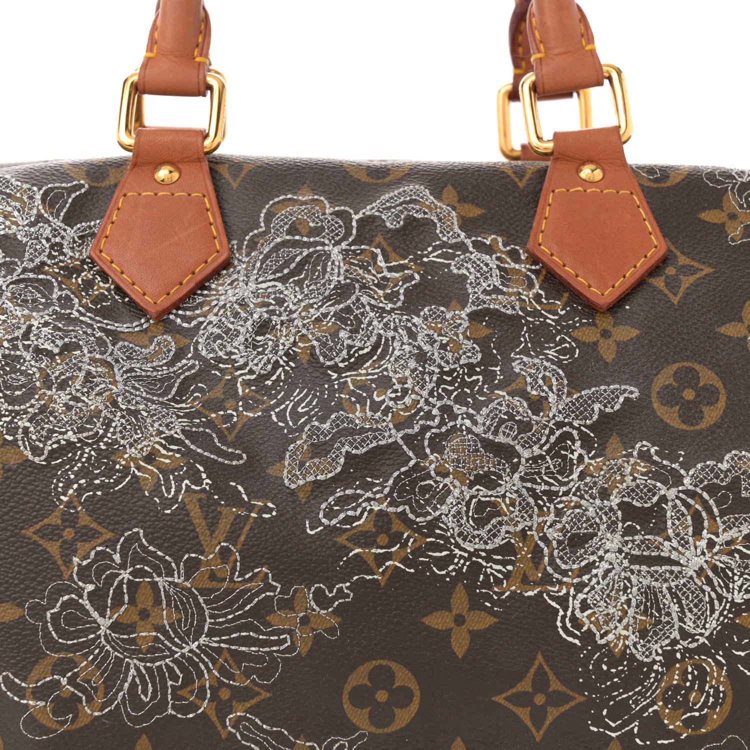 Louis Vuitton Monogram Dentelle Speedy 30 Silver 8 of 15