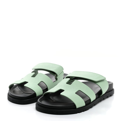 Hermes Epsom Womens Chypre Sandals 37.5 Vert Jade 3 of 8