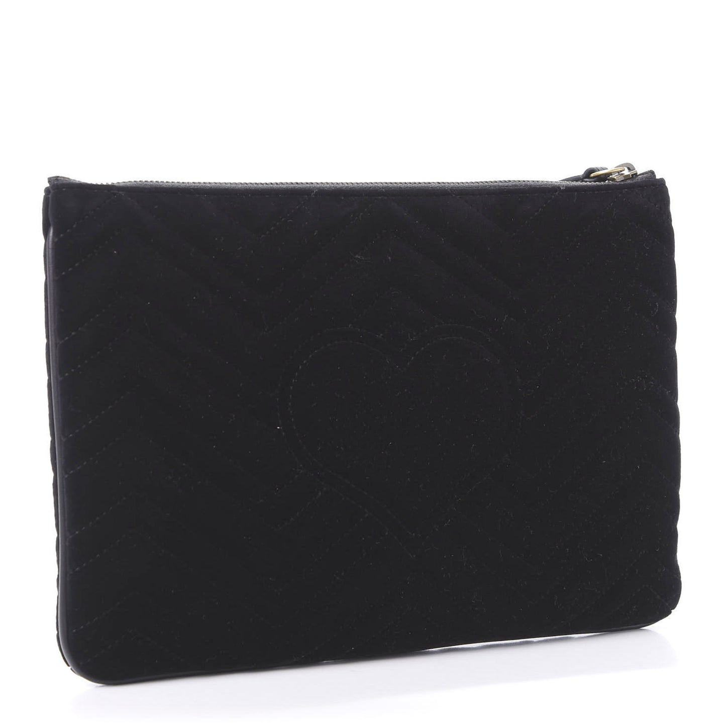 Velvet Matelasse GG Marmont Zip Pouch Black
