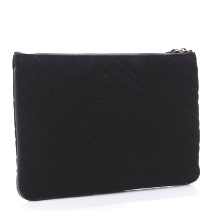 Gucci Velvet Matelasse GG Marmont Zip Pouch Black 3 of 7