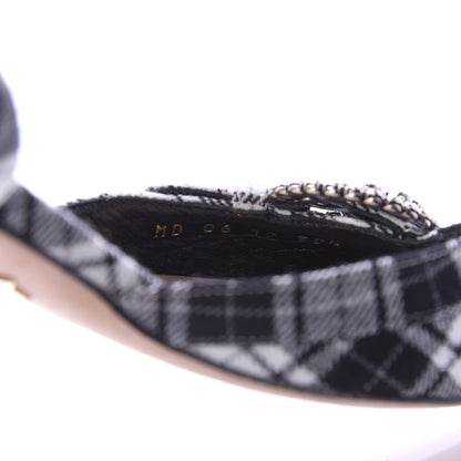 Christian Dior Canvas Tartan Gang Ankle Strap Slingback Pumps 38 Black 8 of 8