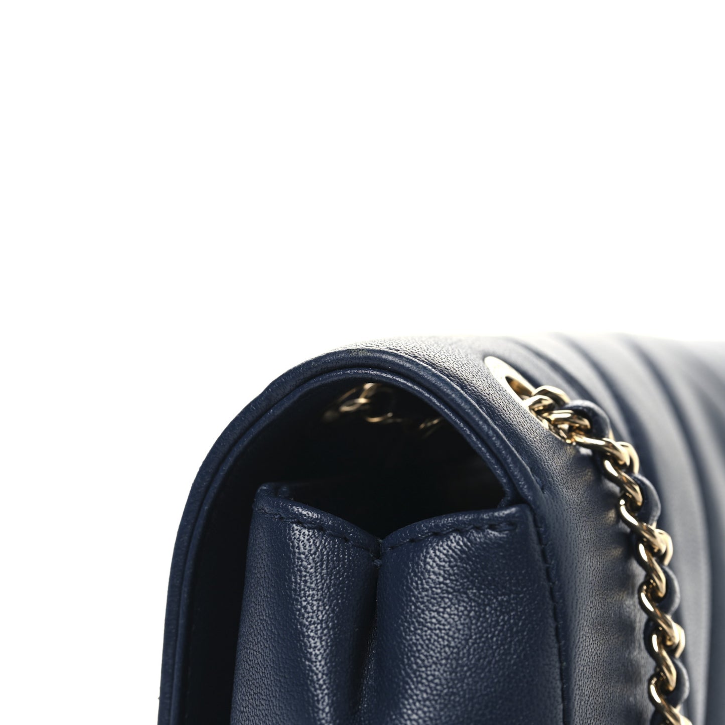 Sheepskin Chevron Quilted Medium Vintage Mademoiselle Flap Navy