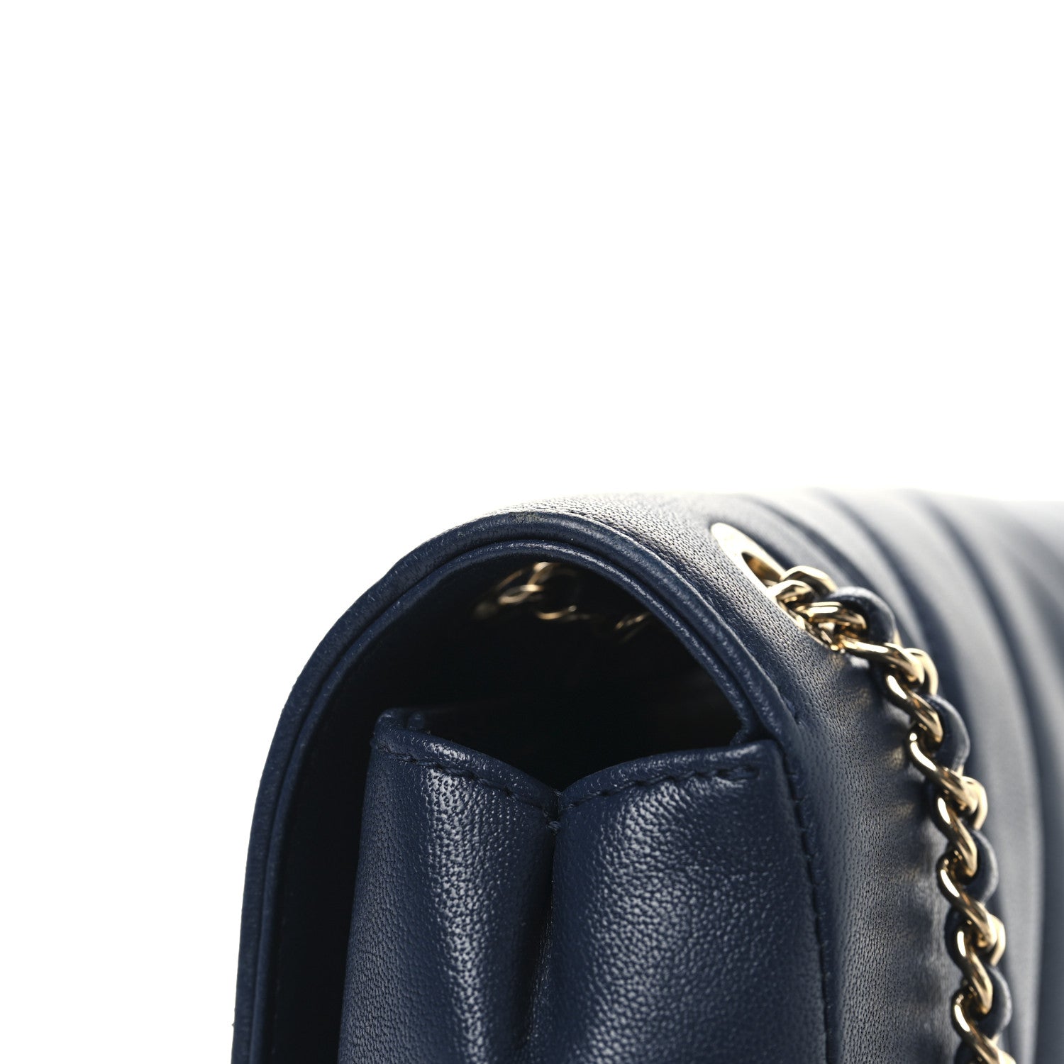 Chanel Sheepskin Chevron Quilted Medium Vintage Mademoiselle Flap Navy 11 of 11