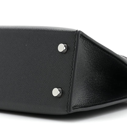 Hermes Madame Calfskin Lizard Mini Kelly Sellier Touch 20 Black 7 of 9