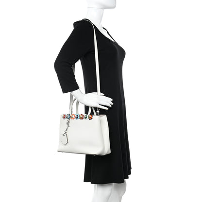 Fendi Calfskin PVC Flower Studs Petite 2Jours Tote White Ice Multicolor 2 of 13