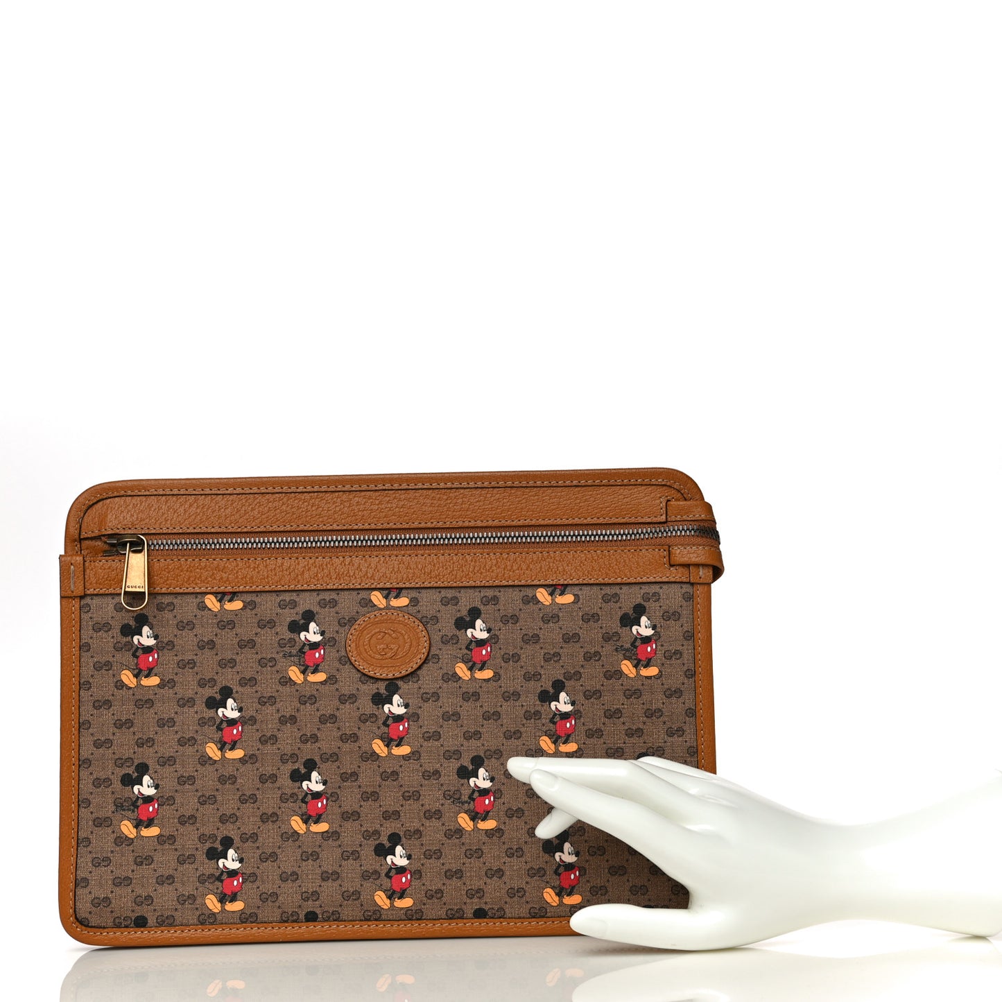 X DISNEY Mini Vintage GG Supreme Monogram Mickey Mouse Documents Holder Beige Vintage Sun Oil