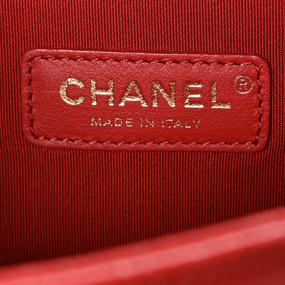 Chanel Caviar Chevron Quilted Medium Boy Flap Red 6 of 10