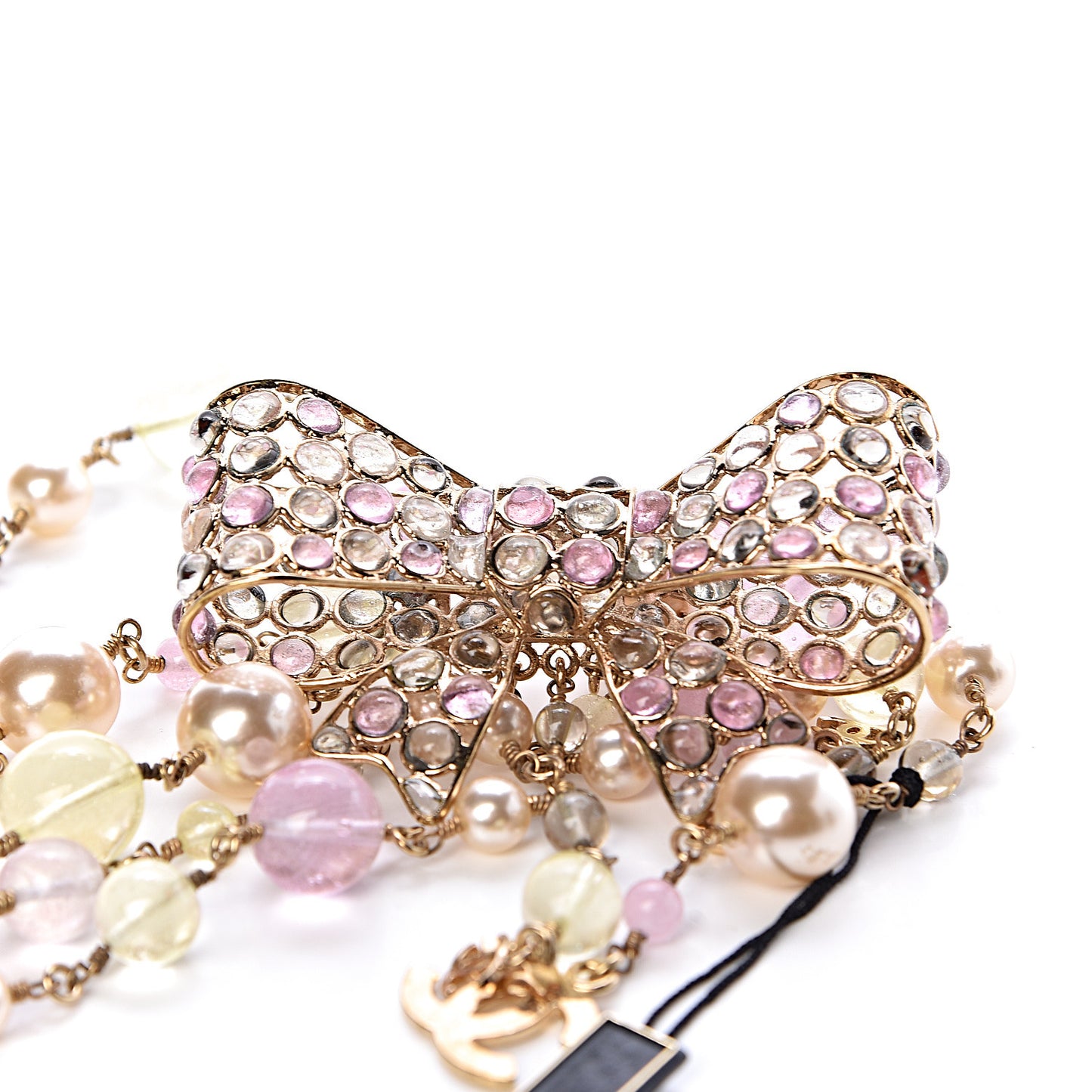 Crystal Pearl Resin CC Bow Belt 75 Gold