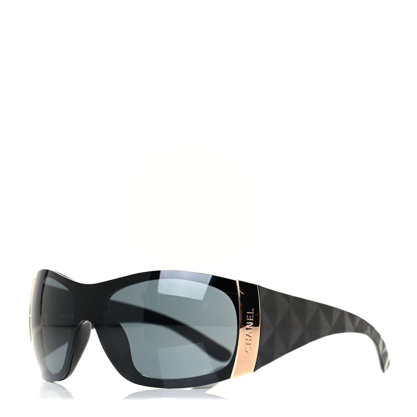 Acetate Quilted CC Shield Sunglasses 6009 Black
