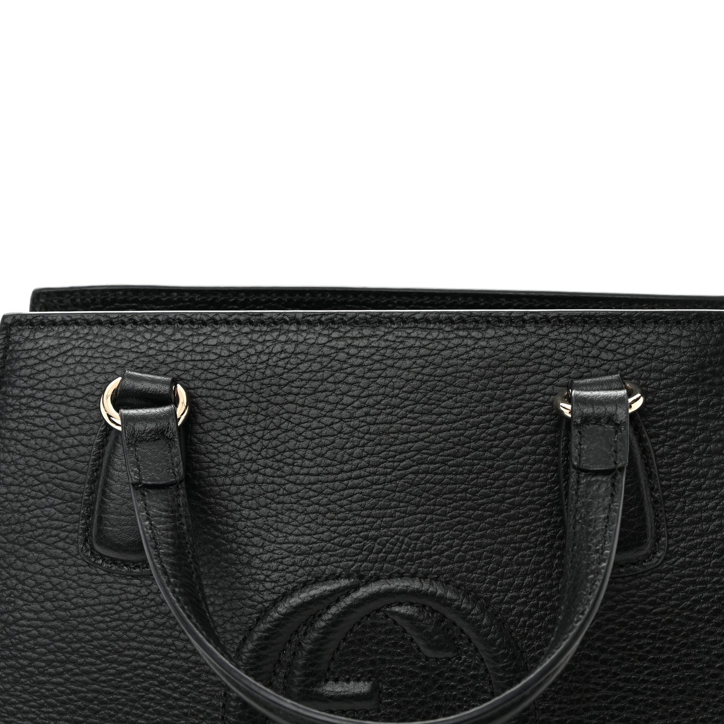 Pebbled Calfskin Medium Soho Top Handle Satchel Black
