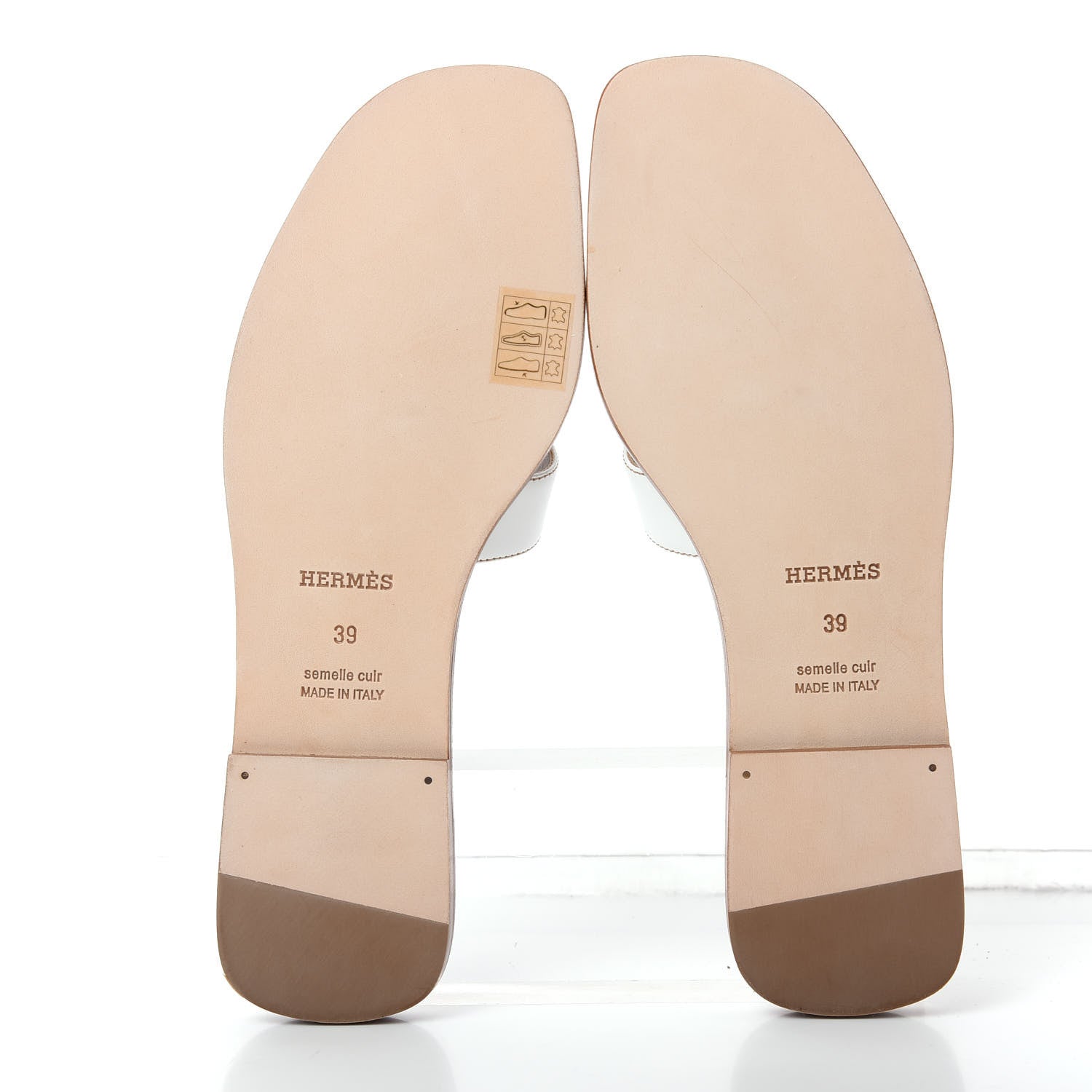 Hermes Box Calfskin Oran Sandals 39 White 6 of 11