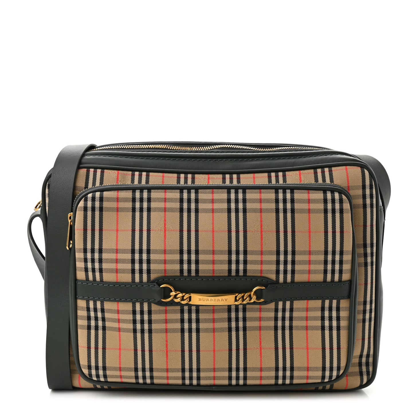 Smooth Calfskin 1983 Knight Check Link Large Camera Bag Dark Forest Green